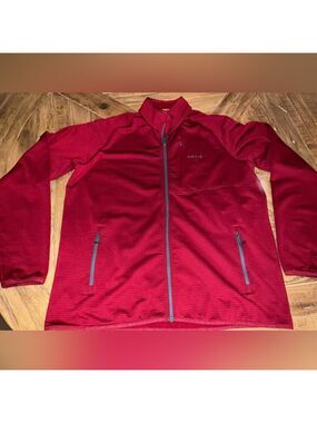 Men’s Orvis full zip Horseshoe Hills jacket - red waffle fleece‎ / size XL